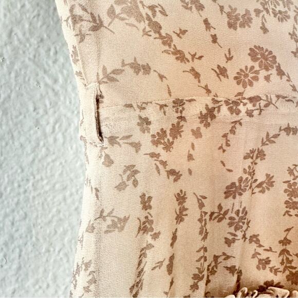 Bardot Alessia Tan Frill Ruffled Long Sleeved Mini Dress Size Medium 8 - Picture 6 of 9